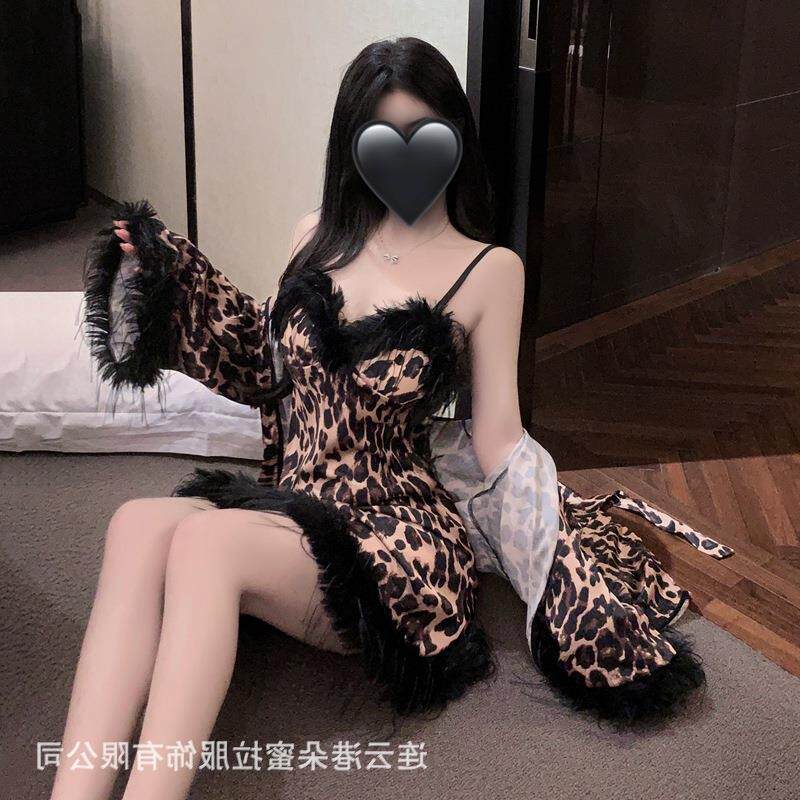 酒吧ds演出服夜店gogo服装情趣内衣火辣豹纹印花毛绒拼接性感露背