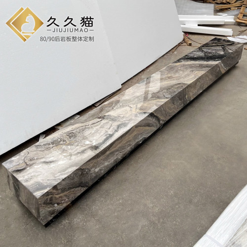 威尼斯棕岩板电视柜定制落地柜
