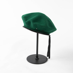 羊毛呢保暖包边贝雷帽男女款蓓蕾帽保安门岗护卫工作职业帽子秋冬