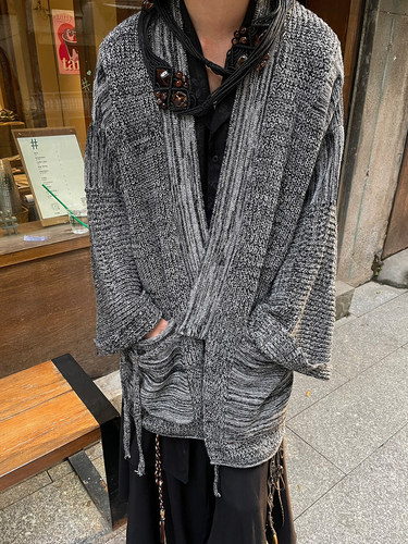 以休眠道袍针织日系毛衣外套小众