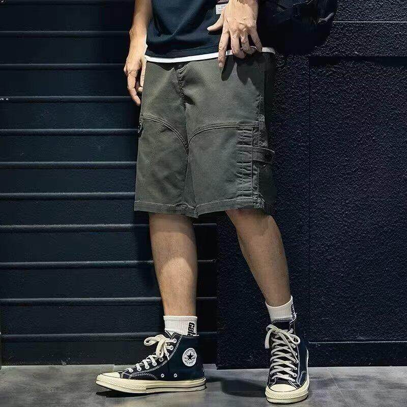夏季工装短裤男士新款潮牌ins宽松直筒休闲裤日系大码男装五分裤