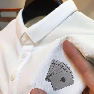polo衫男简约卡通潮牌扑克短袖T恤男士上衣短袖新款情侣体恤衣服