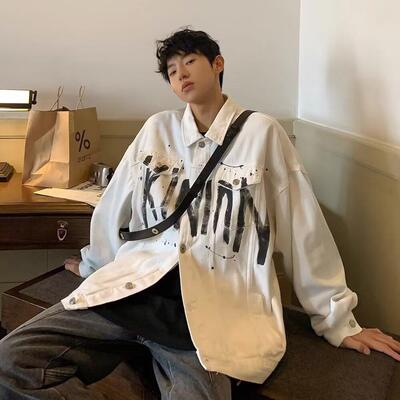 牛仔外套男春秋款潮ins百搭潮流帅气夹克痞帅褂子宽松版衣服