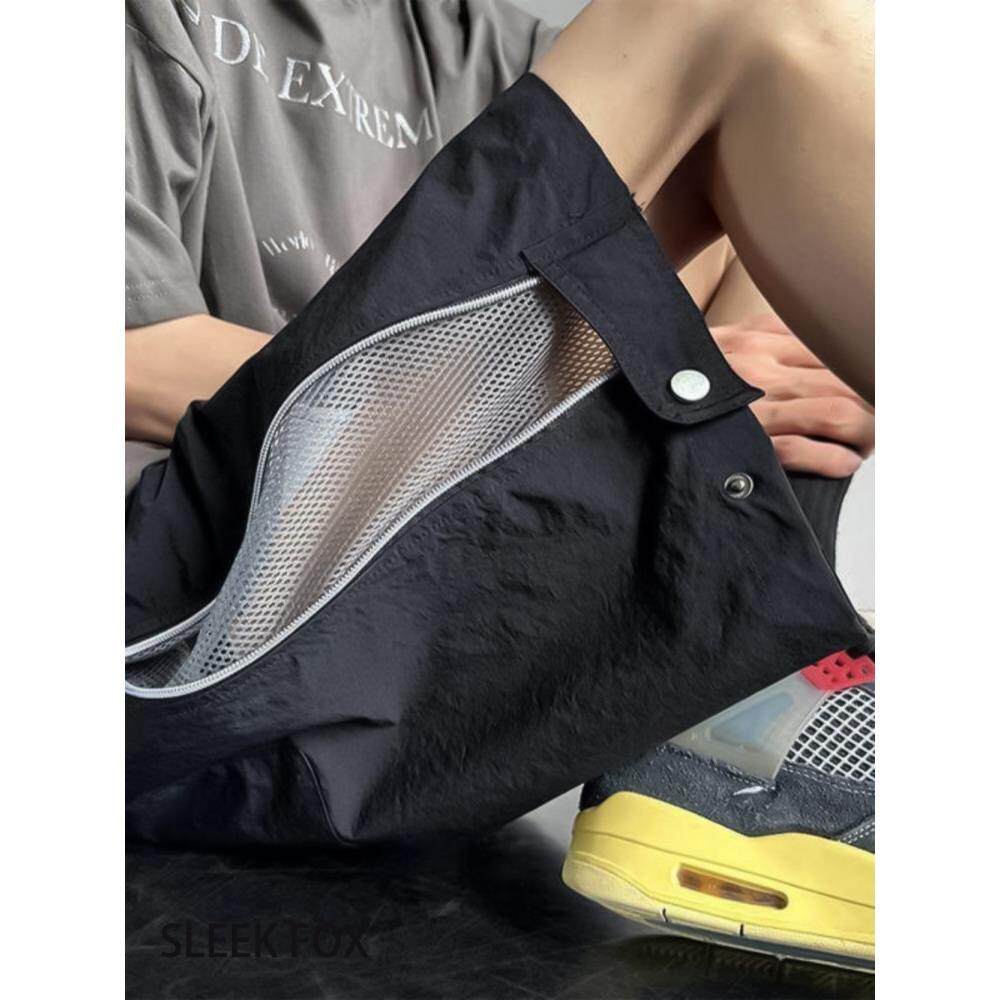 美式拉链工装短裤男款夏季薄款潮牌休闲冲锋短裤宽松痞帅五分裤潮