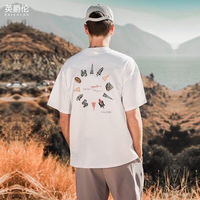 夏季重磅男款日系半袖趣味印花简约短袖男士潮牌情侣T恤