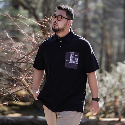 日系POLO衫夏季青春流行时尚潮潮流男标准五分袖气质慵懒新款2023