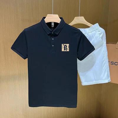 轻熟风高端百搭polo衫男潮牌修身翻领短袖t恤男士修身有领体恤衫