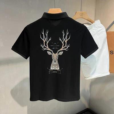 轻熟风高端百搭polo衫男潮牌修身翻领短袖t恤男士修身有领体恤衫