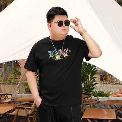 圆领城市风貌青春流行潮日常时尚潮牌夏季T恤落肩袖五分袖男标准