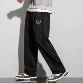 休闲长裤 春秋加肥加大码 垂坠感阔腿宽松运动男生港风直筒欧美时尚