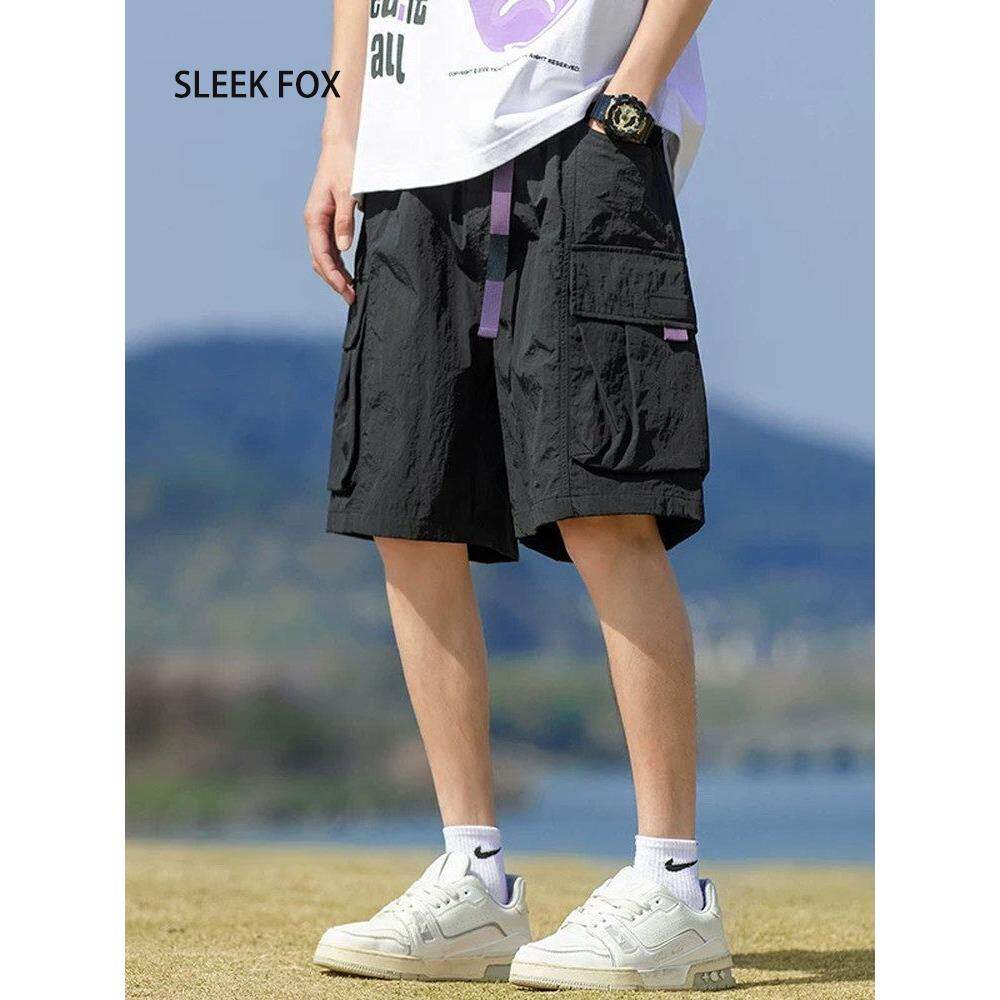 港风撞色大口袋直筒工装短裤夏季透气垂感休闲短裤2026百搭男装潮