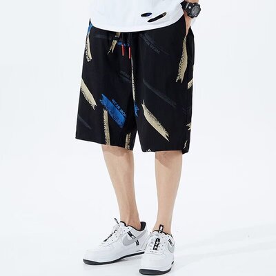 男夏季五分裤青春流行潮直筒休闲裤沙滩裤时尚潮牌慵懒百搭纯色