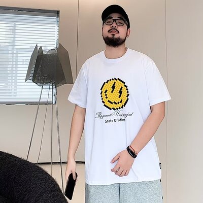夏季笑脸印花短袖男t恤ins宽松潮流街头半袖女情侣t恤男