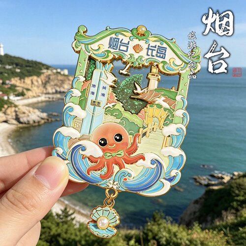 烟台蓬莱阁天马栈桥流沙冰箱贴