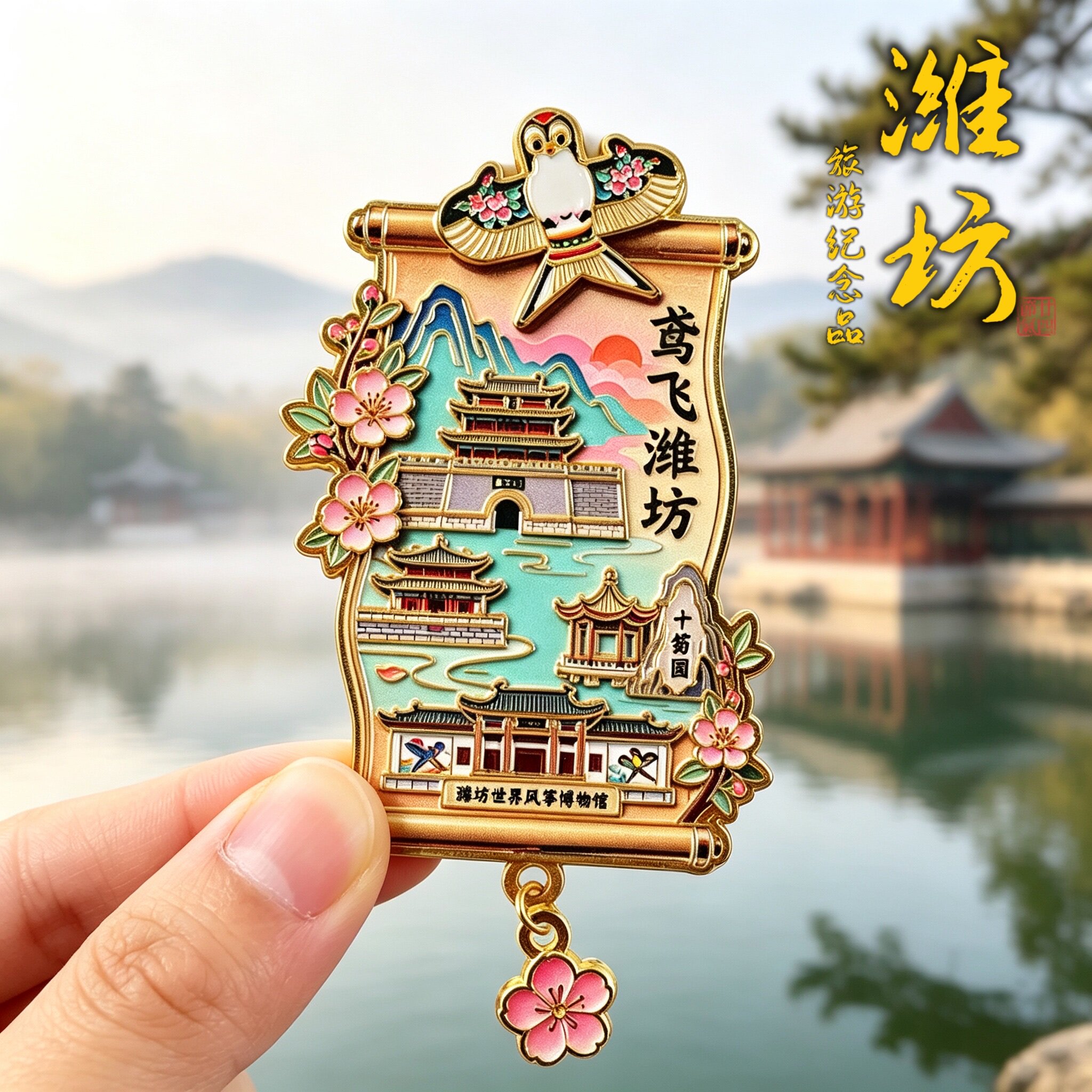 潍坊杨家埠风筝金属文创冰箱贴图片