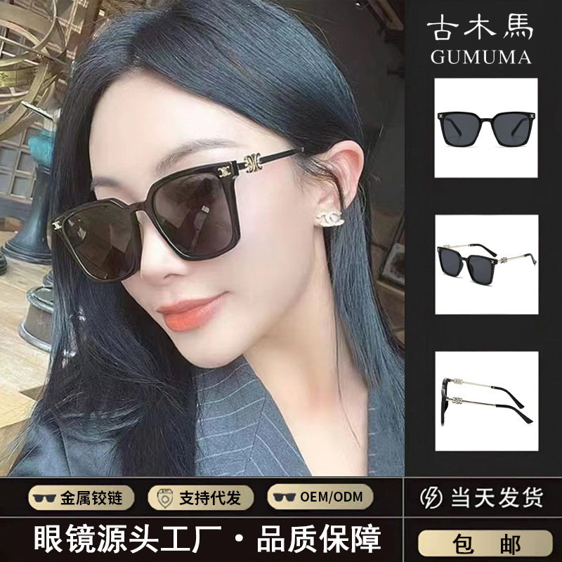 2024新款潮韩版太阳镜女高级感凯旋门复古大框显瘦网红街拍墨镜男图片