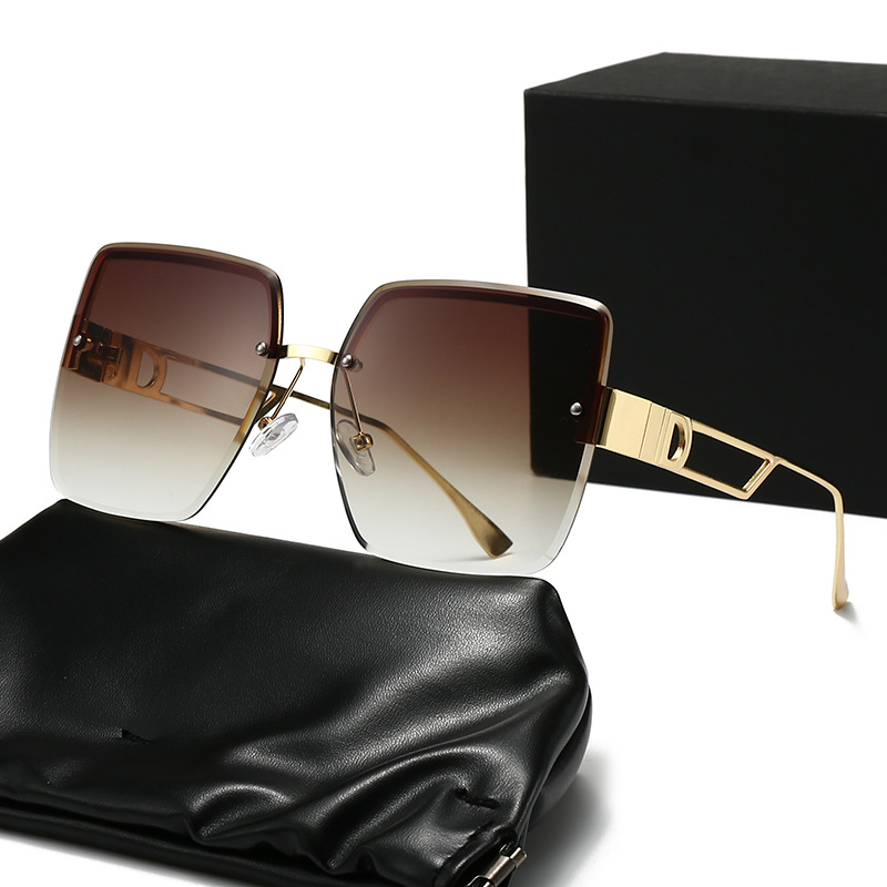 字母D金属茶色墨镜女款2025新款高级感超大框潮酷太阳镜防紫外线
