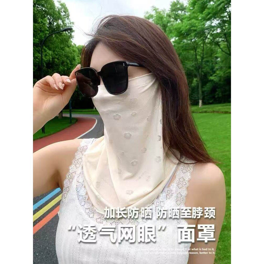 韩版甜美樱花防晒面罩女春夏骑行2026新款遮阳面纱护颈脸基尼口罩