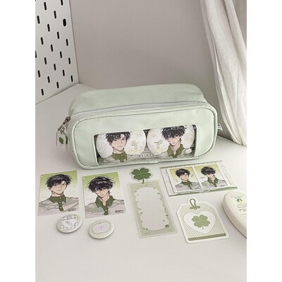 吧唧笔袋大开口高颜值女生小学初中四叶草2025新款ins痛包文具盒