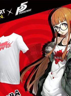 女神异闻录5佐仓双叶同款白色纯棉短袖t恤女男宽松百搭cosplay服