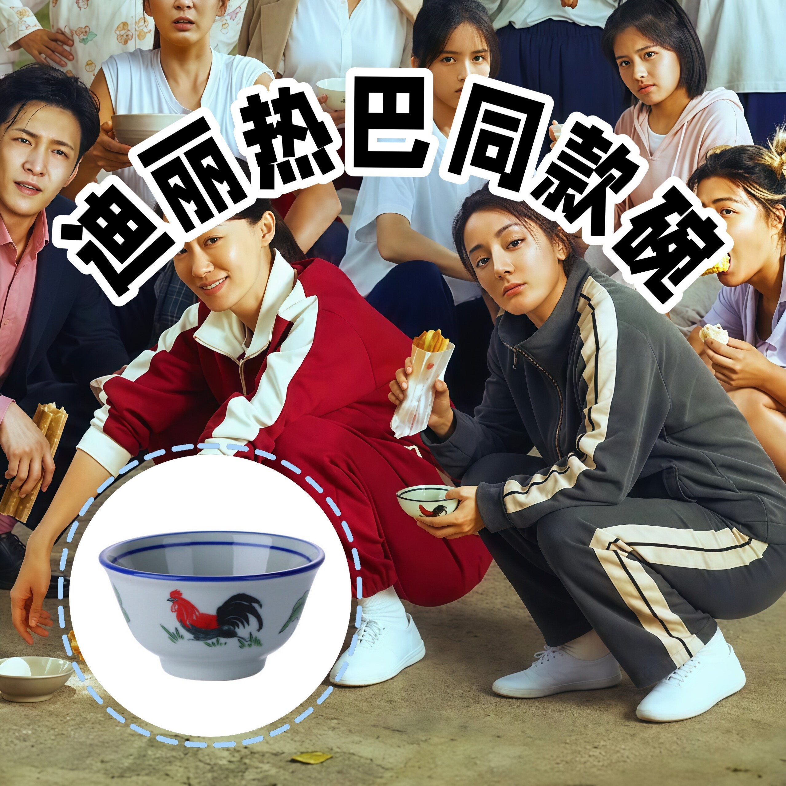 迪丽热巴同款陶瓷公鸡怀旧碗