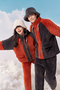 简诗哲冬款厚雪花绒夹棉立领情侣保暖出街家居服套装ZIO1713