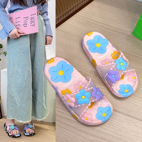 ins网红夏季可爱花朵外穿拖鞋女新款居家沙滩软底室内防滑凉拖鞋