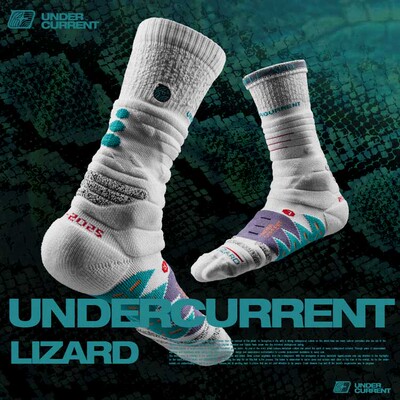 暗涌专业篮球袜男实战长筒美式精英毛巾底防滑纱运动袜子[蜥蜴]