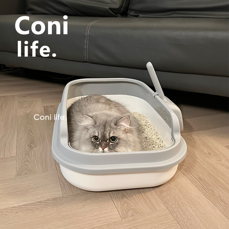 Coni life半封闭猫砂盆大号加厚防外溅猫厕所猫咪宠物用品猫屎盆