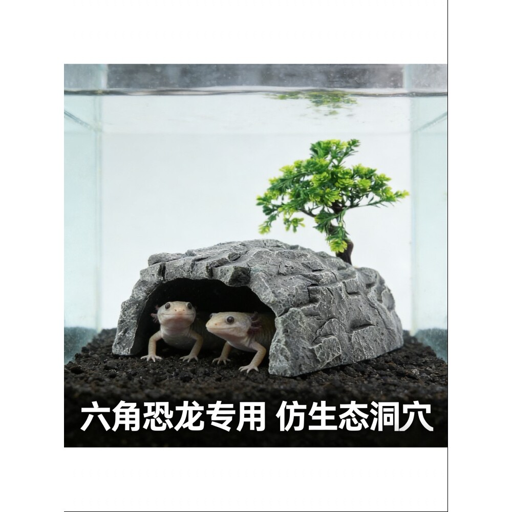 六角恐龙鱼小窝乌龟躲避屋六角恐龙鱼造景专用躲避洞穴晒台爬台龟