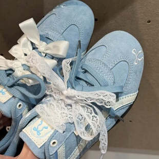 芭蕾风蕾丝鞋带镂空丝带新款珍珠鞋扣适用婚鞋德训鞋装饰鞋绳鞋花