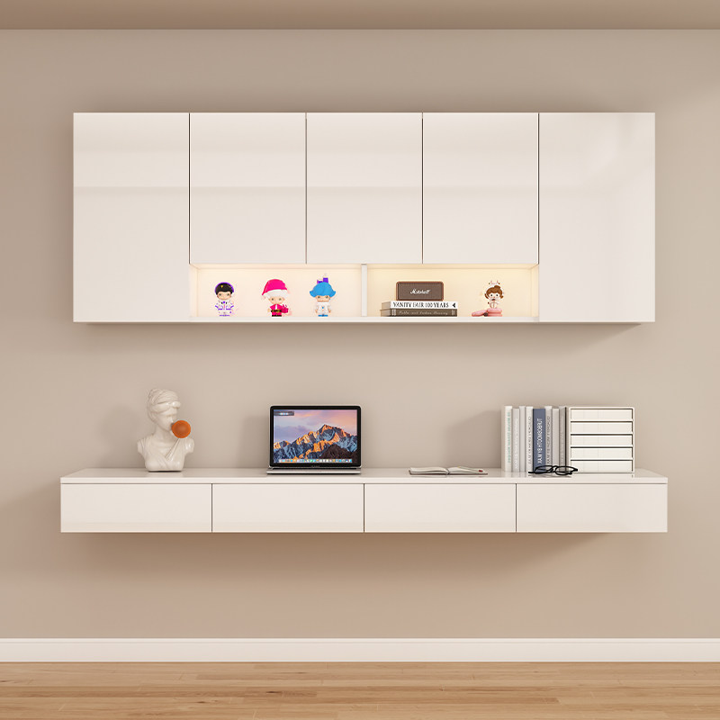 甄选PET高光烤漆面板悬空电脑桌