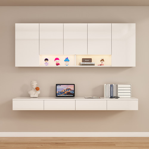 甄选PET高光烤漆面板悬空电脑桌