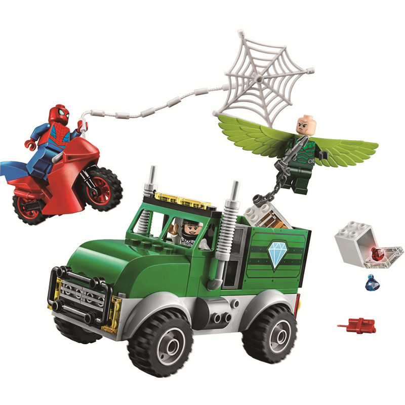 兼容乐高超级英雄系列76147秃鹫卡车大劫案拼装积木漫威新品玩具