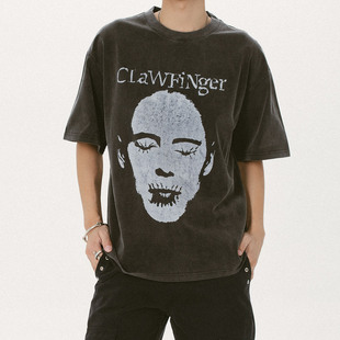 KetchupVintage（闭店清仓中）人像水洗做旧宽松乐队T恤男女