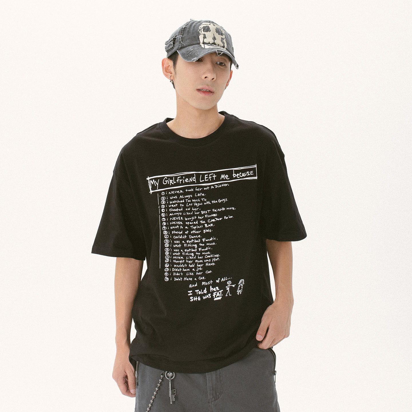 KV分手原因恶搞标语短袖T恤