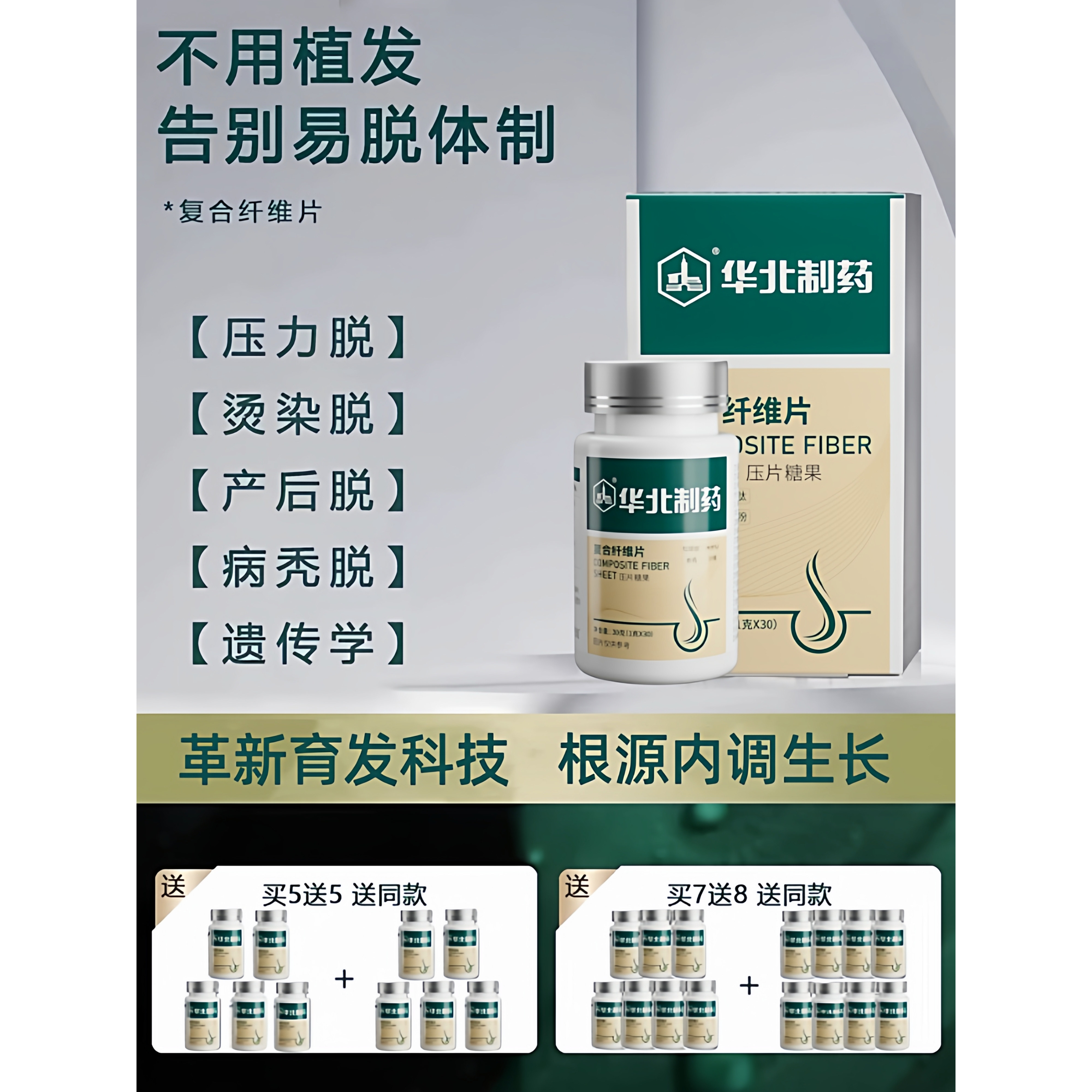 【华北制药】头发稀疏不用愁 脂溢性脱发-发际线后移男女老少通用