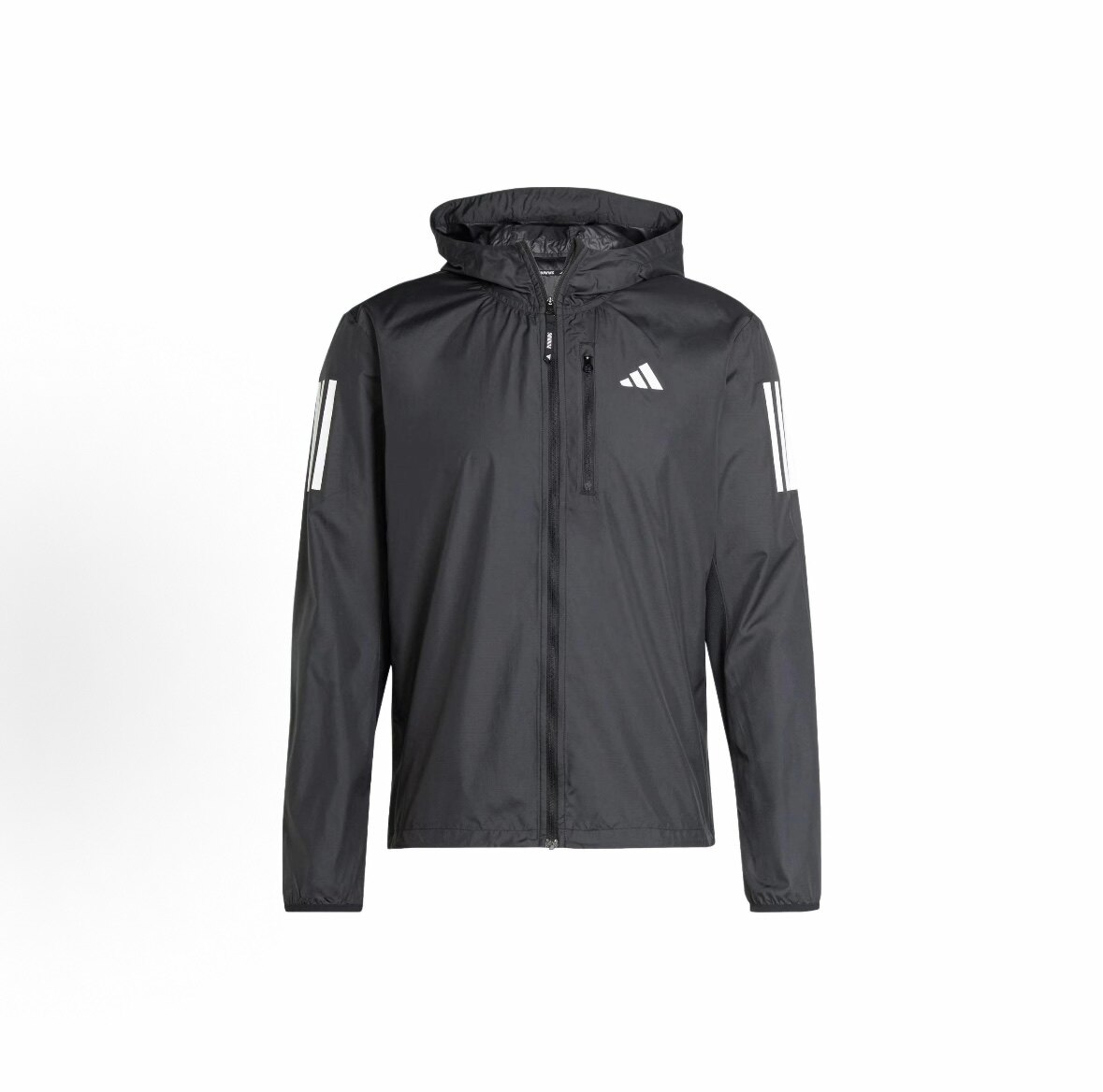 adidas Own the Run Jacket 跑步三条纹Logo标识长袖男款 黑色