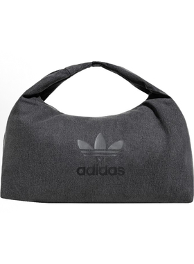 adidas 标志拉链开合 大容量 棉质 云朵包腋下包手提包 常规 黑色
