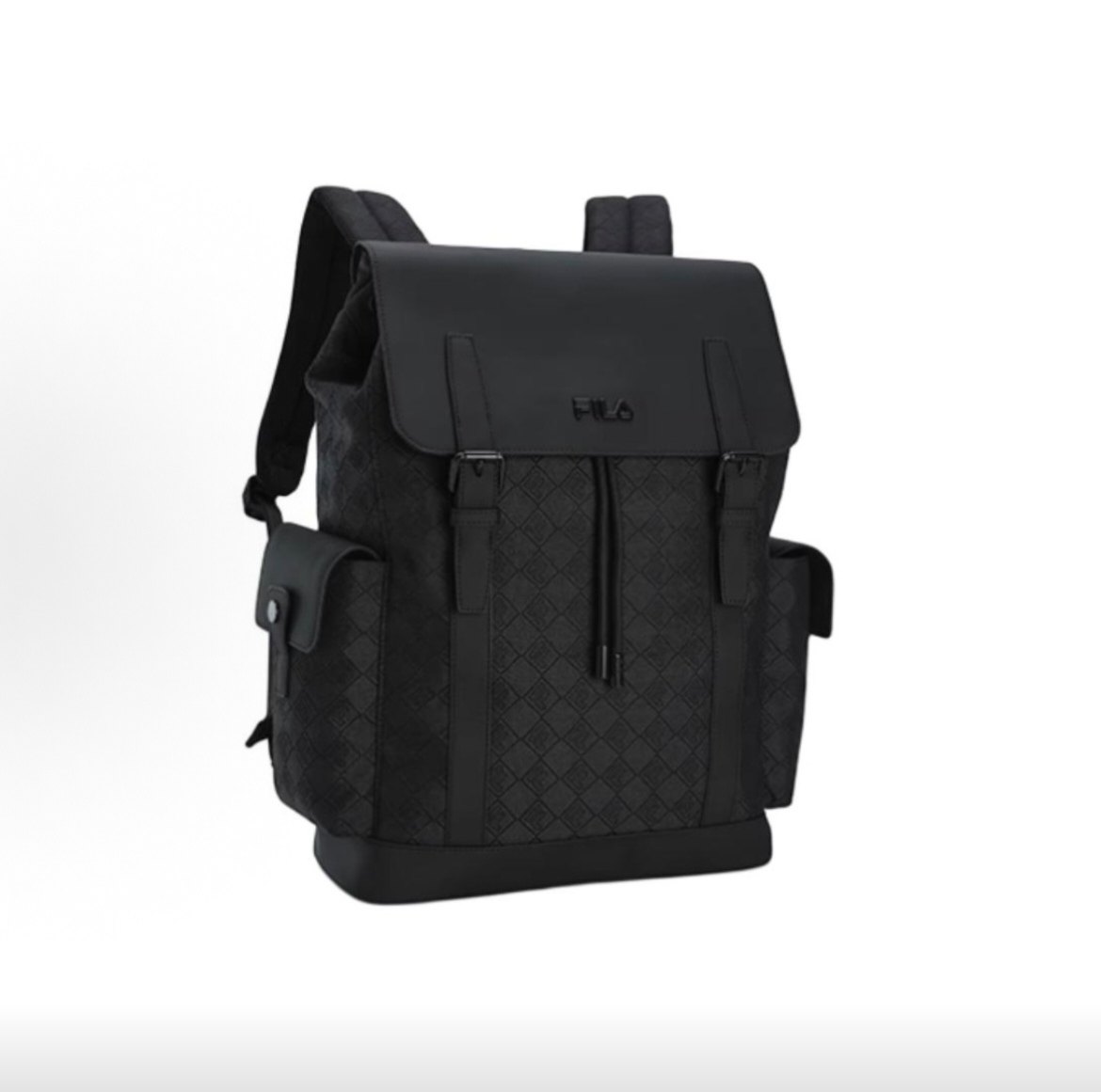 FILA斐乐 HERITAGE 老花黑武士背包2.0  通勤风翻盖 男款 黑色