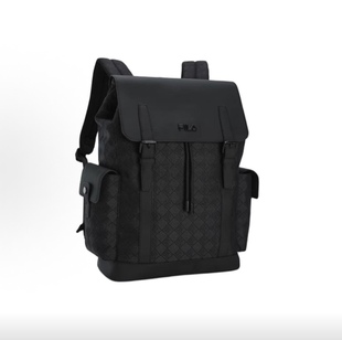 FILA斐乐 HERITAGE 老花黑武士背包2.0  通勤风翻盖 男款 黑色