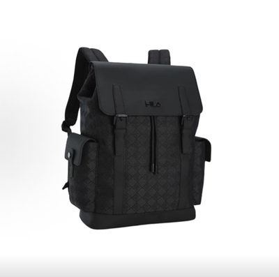 FILA斐乐 HERITAGE 老花黑武士背包2.0  通勤风翻盖 男款 黑色