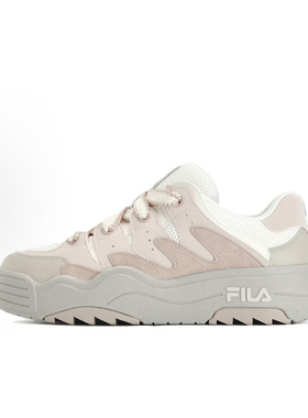 斐乐Rosetta斑斓鞋织物合成革舒适防滑耐磨低帮板鞋女款奶白浅粉