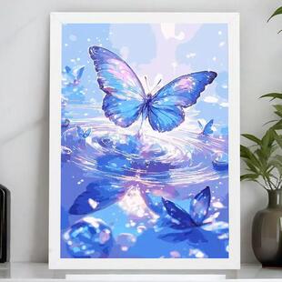 2025新款蝴蝶钻石画diy手工礼物儿童点钻粘贴画大尺寸客厅装饰画