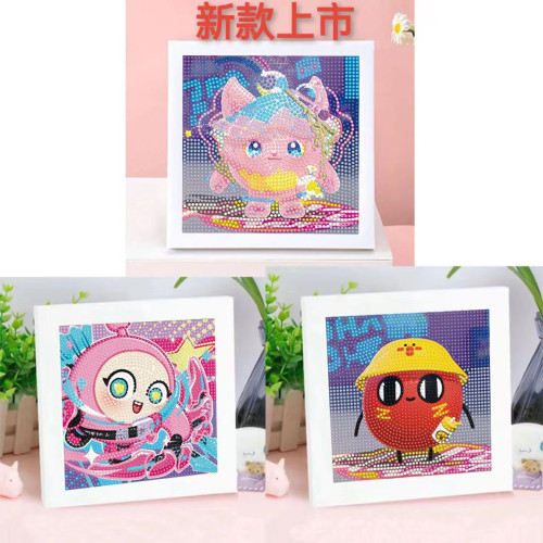 新款蛋仔派对钻石画儿童diy砖石画幼儿园手工摆台带相框钻石贴画