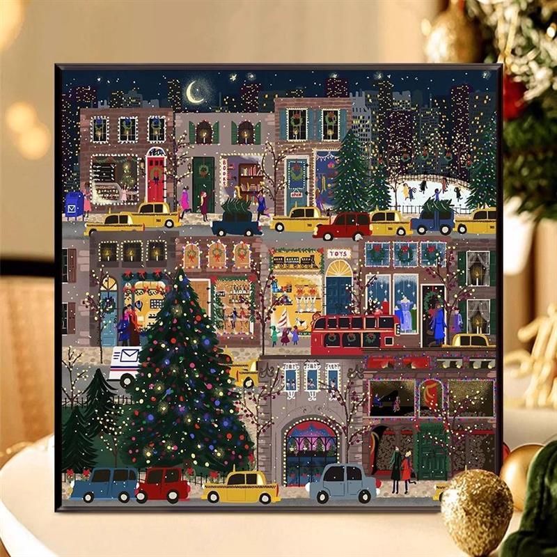 圣诞街头夜景钻石画2025新款