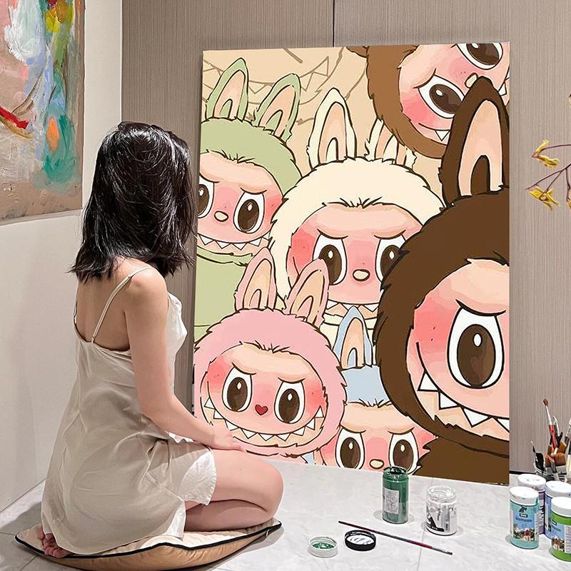 拉布布labubu数字油画手工diy