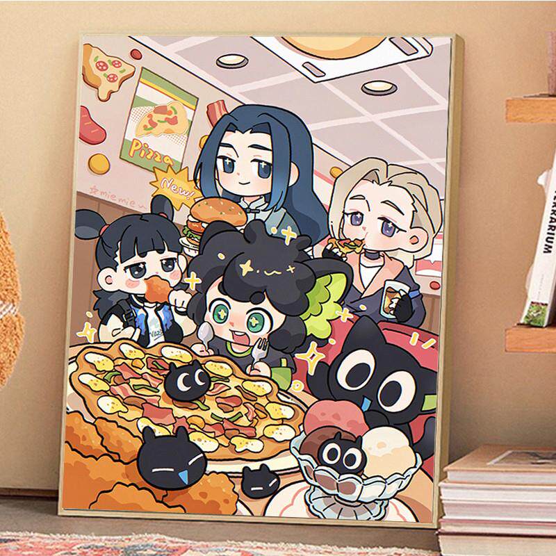 罗小黑战记全员钻石画2025新款手工diy粘贴砖带框客厅装饰画满钻