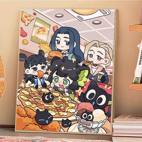 罗小黑战记全员满钻带框钻石画