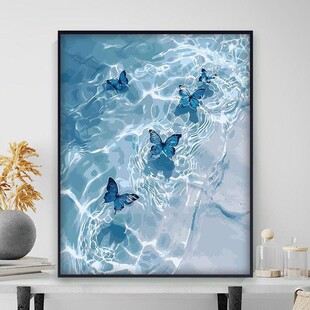 diy钻石画手工高级感戏水蝴蝶粘钻房间挂画高颜值仙气治愈系满钻